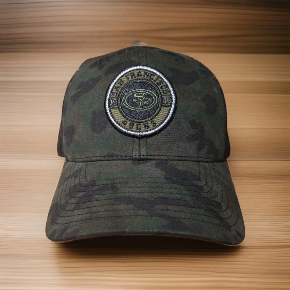 San Francisco 49ers Hat NFL Team Apparel Camo Trucker Mesh Snapback Cap Adult